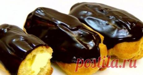 Заварное тесто по ГОСТу. Эклеры с масляным кремом и шоколадной помадкой