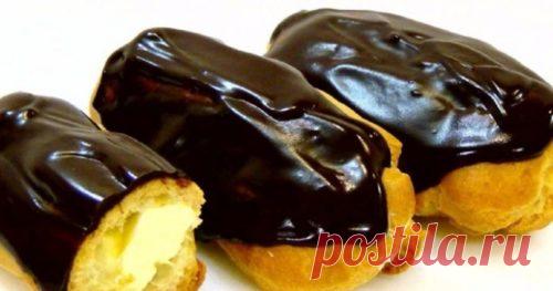 Заварное тесто по ГОСТу. Эклеры с масляным кремом и шоколадной помадкой