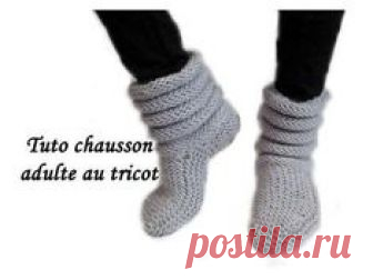 TUTO COMPLET CHAUSSON CHAUSSETTE ADULTE AU TRICOT FACILE adult slipper sock knitting