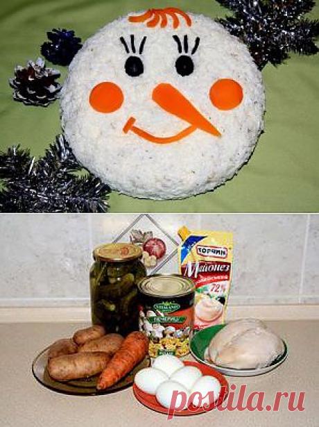 Новогодний салат "Снеговик" .
