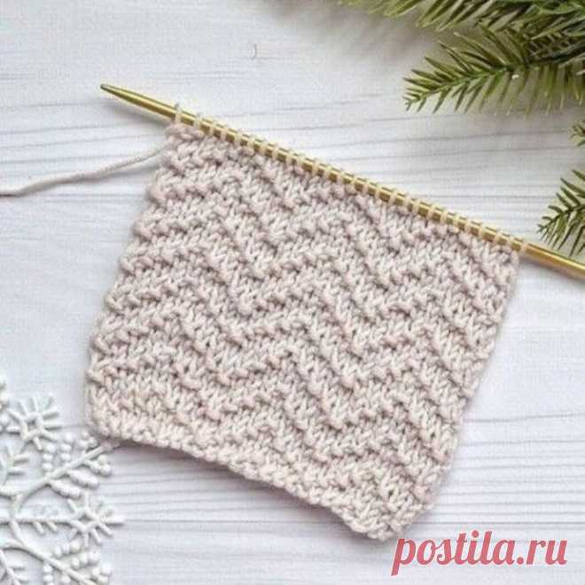 Интересный узор для вязания спицами &laquo;Зигзаг&raquo;