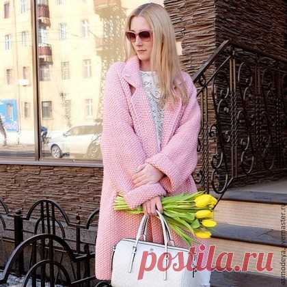 Купить Пальто вязаное розовое - бледно-розовый, пальто, пальто женское, пальто вязаное, пудровый