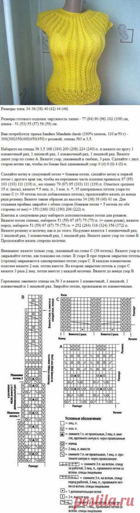 Летний топ с круглой кокеткой.