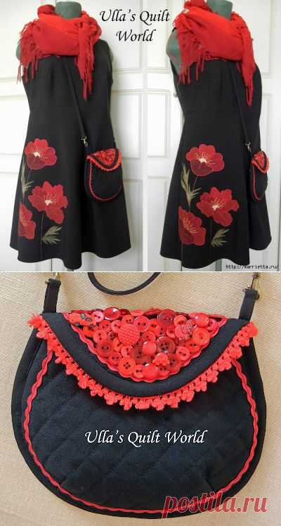 Украшаем платье аппликацией и шьем сумочку. Стильный комплект.