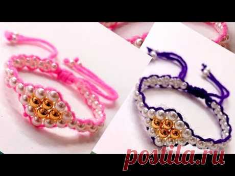 Beautiful bracelet making at home || How to make bracelet || Bracelet making with pearls