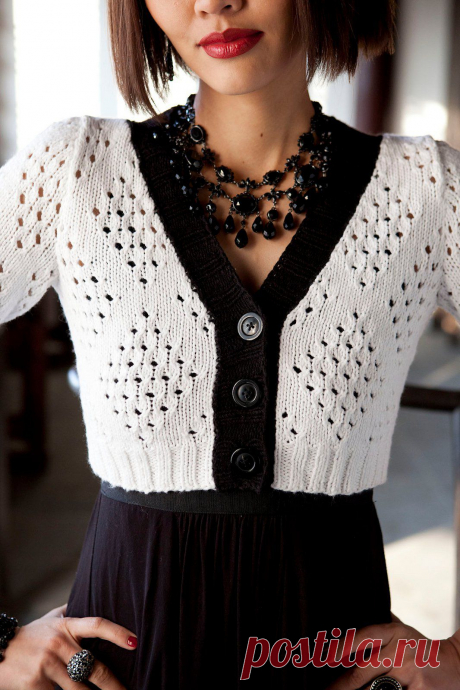 Вязание кардигана Fitted Cropped, Vogue ss 2014