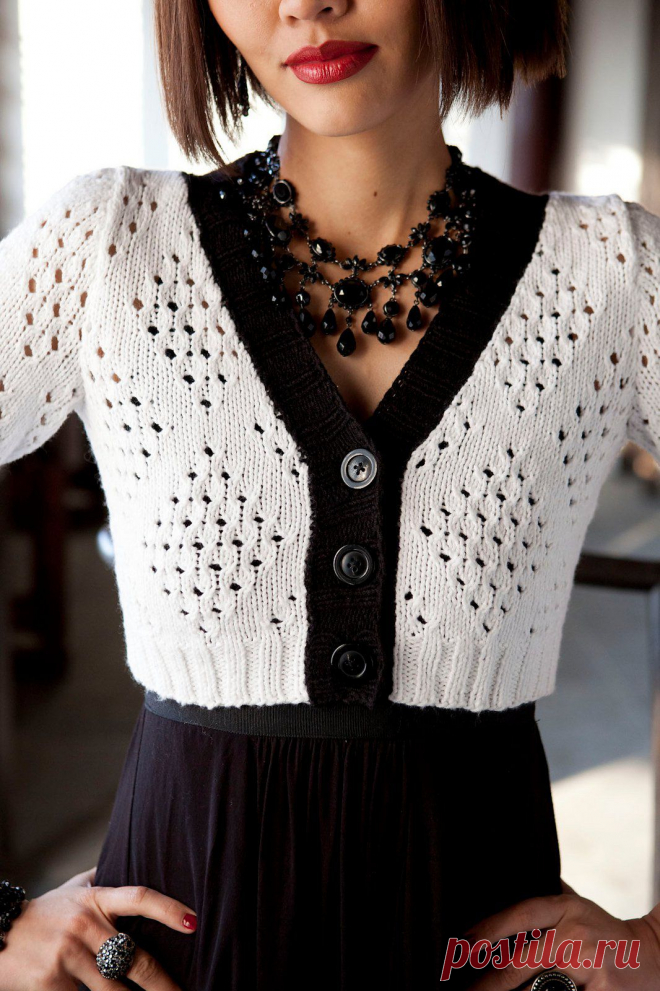Вязание кардигана Fitted Cropped, Vogue ss 2014