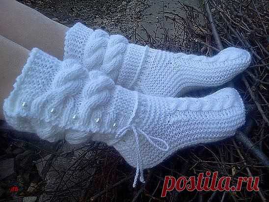 Сапожки спицами