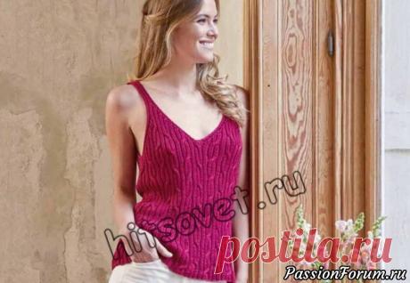 Вязание майки спицами - запись пользователя Лисик (Светлана) в сообществе Вязание спицами в категории Вязание для женщин спицами. Схемы вязания спицами Вам потребуется: 6 (7, 8, 10, 12) мотков малиновой (цвет 00034) пряжи Schachenmayr SOFT LINEN MIX, состоящей из 70% вискозы, 30% льна, длиной нити 93 метра в 50 граммах; спицы № 3,5; игла для шерсти.