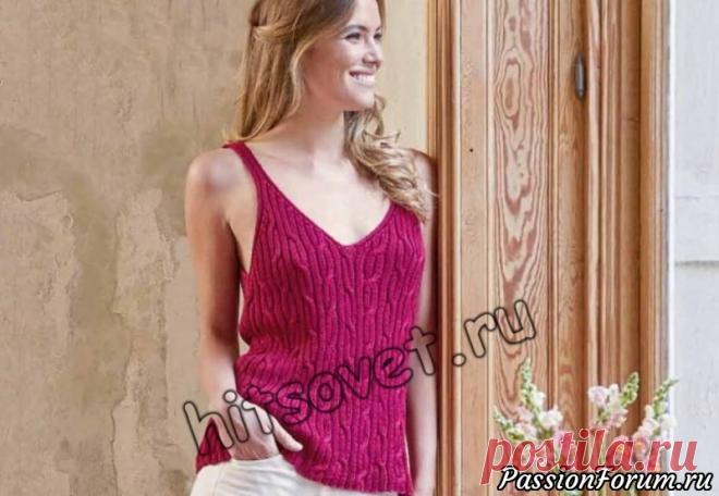 Вязание майки спицами - запись пользователя Лисик (Светлана) в сообществе Вязание спицами в категории Вязание для женщин спицами. Схемы вязания спицами Вам потребуется: 6 (7, 8, 10, 12) мотков малиновой (цвет 00034) пряжи Schachenmayr SOFT LINEN MIX, состоящей из 70% вискозы, 30% льна, длиной нити 93 метра в 50 граммах; спицы № 3,5; игла для шерсти.