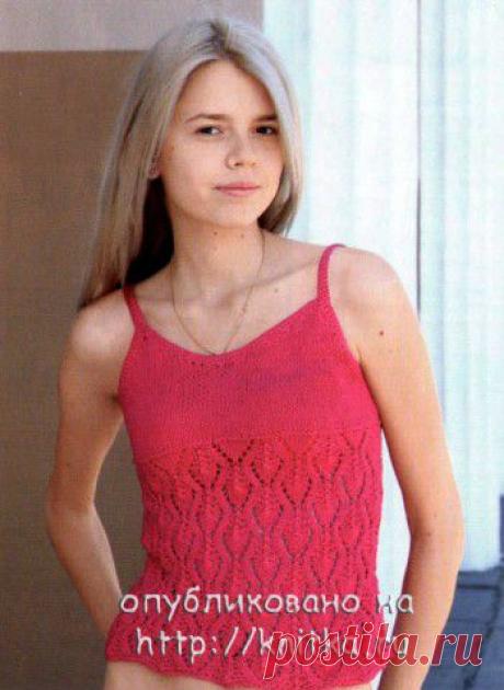 Вязаный топ спицами. Со схемами вязания и описания. Более 30 моделей топов и маек. - страница № 3