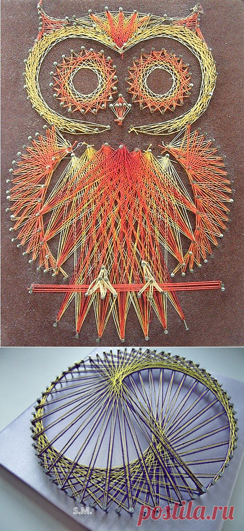 Декор. Картины из ниток. Очень много идей + мастер-класс - Nebka.Ru