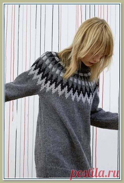 Джемпер с круглой жаккардовой кокеткой