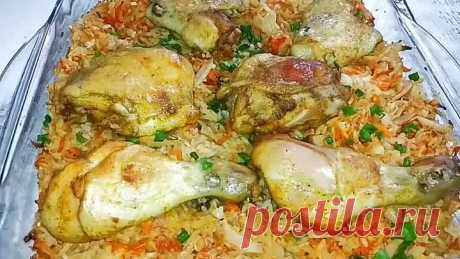 Рис с капустой и курицей в духовке