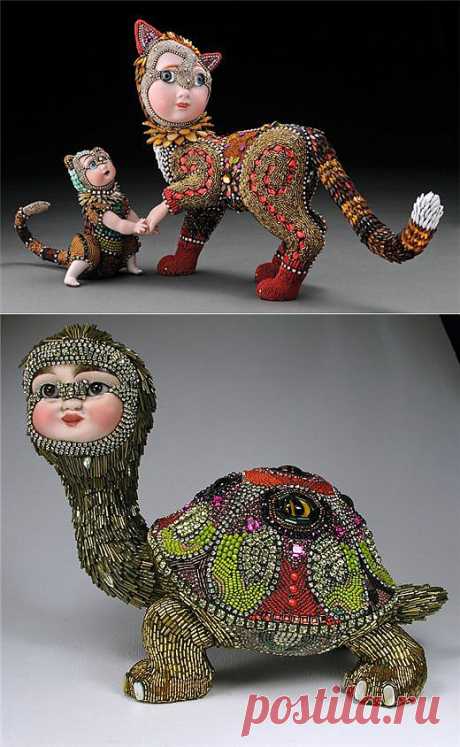 Бисерные скульптуры Betsy Youngquist. Анималистичные скульптуры.