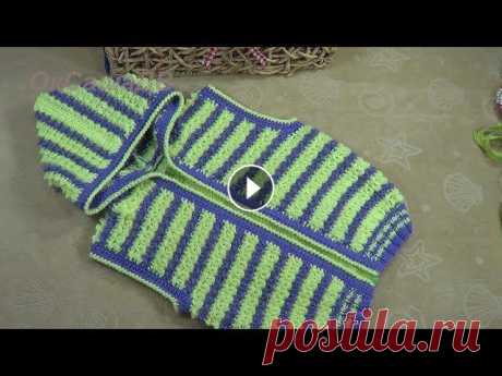 Детский жилет с капюшоном на &quot;молнии&quot; (на 2-3года) + БОНУС. Knitted children's vest. Вяжем спицами симпатичный, тёплый, детский жилет (безрукавка) с капюшоном на &quot;молнии&quot;. Жилетка 30 размера, на возраст 2-3года. Безрукавка - ...