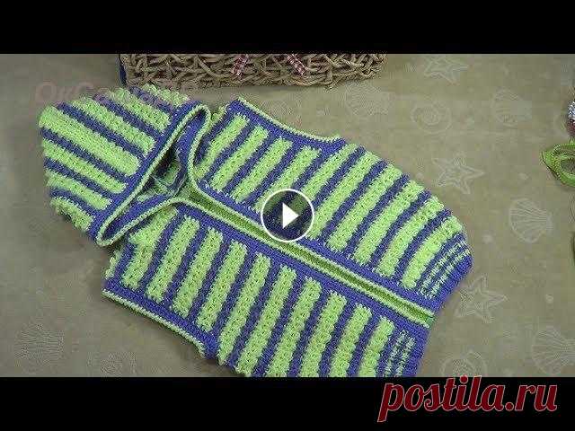Детский жилет с капюшоном на "молнии" (на 2-3года) + БОНУС. Knitted children's vest. Вяжем спицами симпатичный, тёплый, детский жилет (безрукавка) с капюшоном на "молнии". Жилетка 30 размера, на возраст 2-3года. Безрукавка - ...