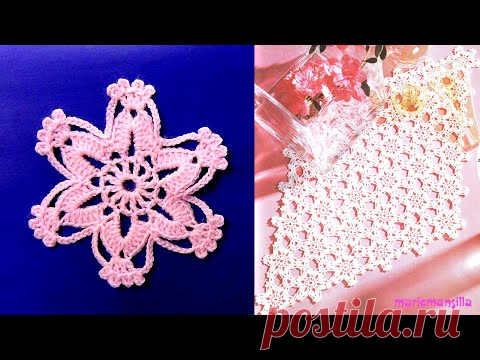 Салфетка из мотивов крючком. МК.