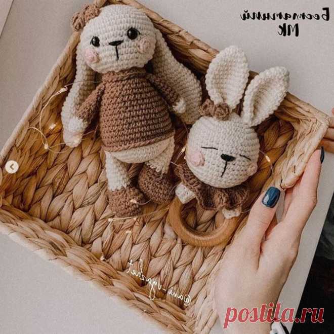 Схема амигуруми зайки погремушки и игрушки по одной схеме