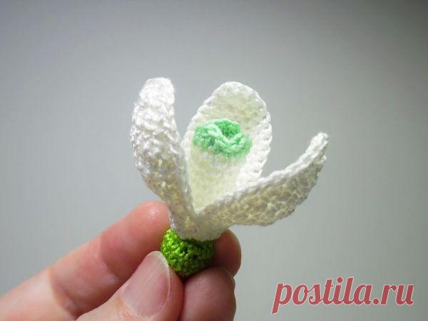 Мастер-класс: Вяжем крючком цветок подснежника | Журнал Ярмарки Мастеров