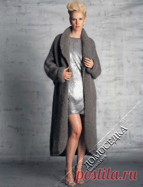 Объемное вязаное пальто | ДОМОСЕДКА