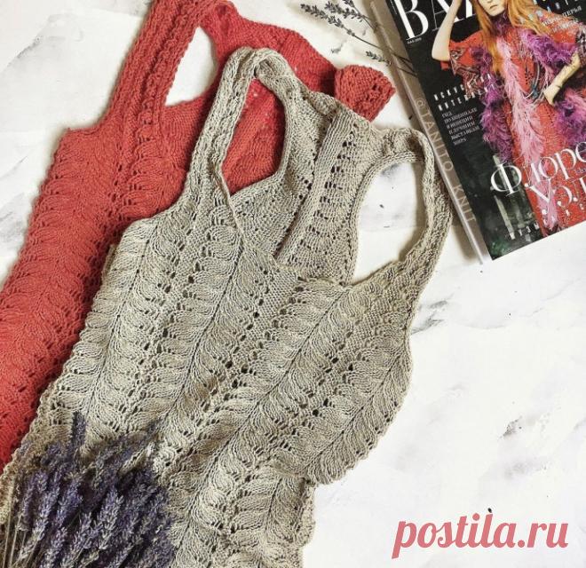 Женский топ, связанный спицами: легкость и элегантность