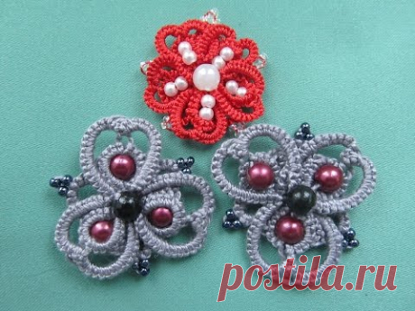 Фриволите иглой.Двухслойный мотив.