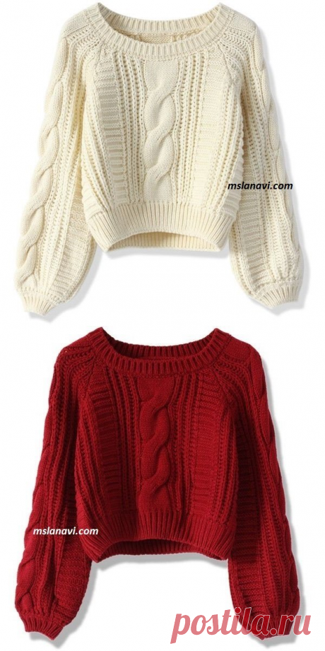 Короткие вязаные свитера с простыми узорами - Вяжем с Лана Ви