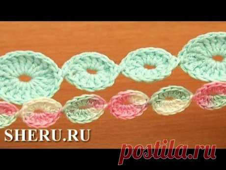Многоярусный цветок крючком. Шнур гусеничка вязаный крючком. Вязаный шнур из колечек. Видео мастер-класс.