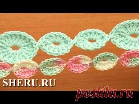 Многоярусный цветок крючком. Шнур гусеничка вязаный крючком. Вязаный шнур из колечек. Видео мастер-класс.