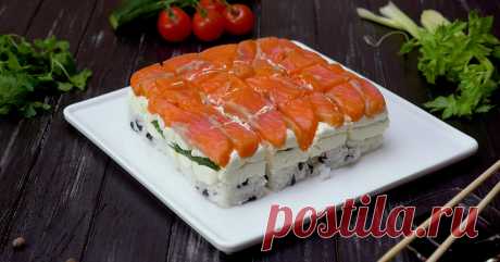 Суши-торт — любимый вкус роллов и минимум возни Намного удобнее есть!