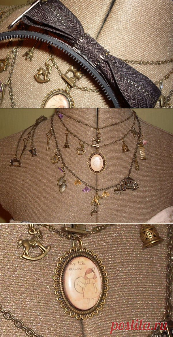 Ободок - бантик из молнии + "колье" с подвесками / Аксессуары (не украшения) / Модный сайт о стильной переделке одежды и интерьера