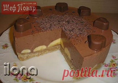 Десерт без выпечки - желейный торт с бананами.