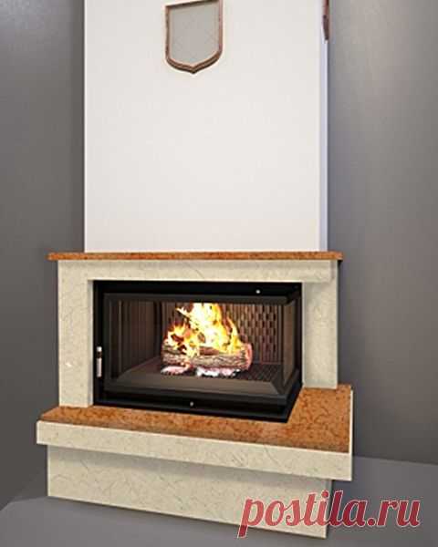 ОНЕГА угловая для топок типа P/BS - угловое стекло справа - каталог топки для каминов