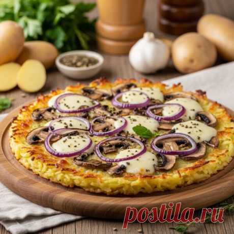 Картофельная пицца с грибами