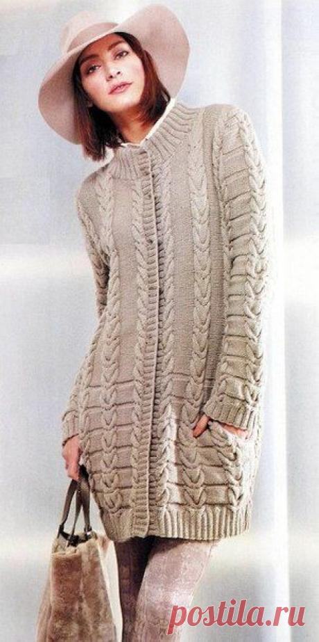 Вязаный спицами кардиган | Лаборатория домашнего хозяйства