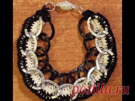 Bracciale Catena&amp;Crochet- Tutorial Uncinetto - YouTube