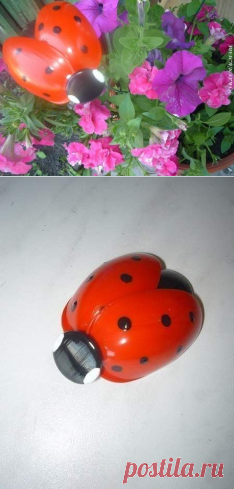 Божьи коровки из пластиковых ложек...