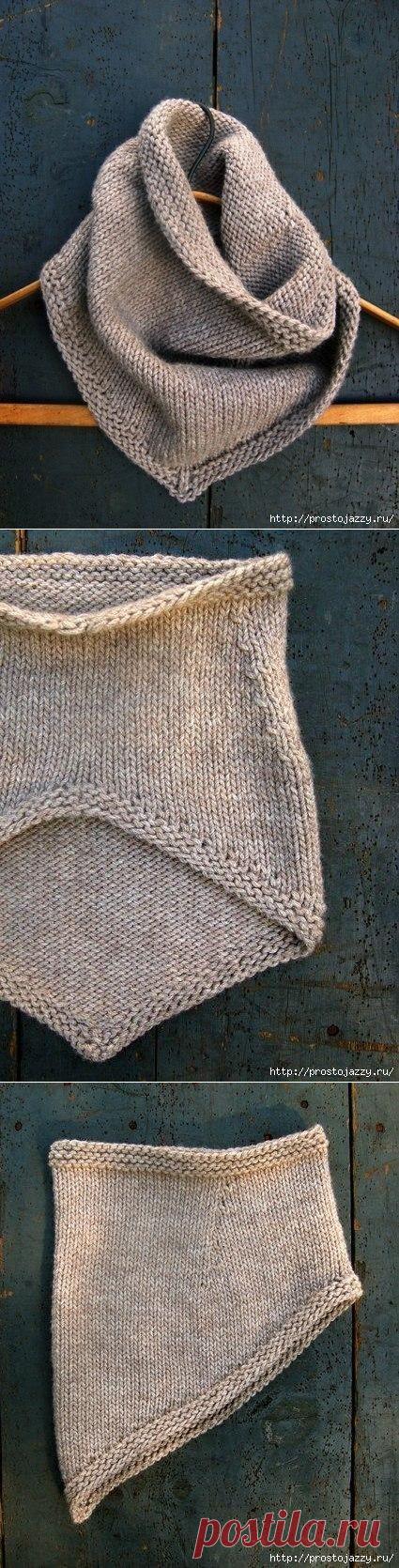 Стильный снуд спицами - легкая вязка.