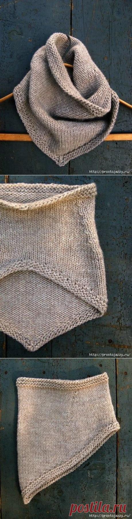 Стильный снуд спицами - легкая вязка.