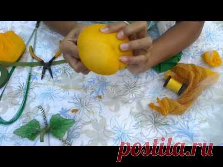How to make  stocking flower ( Pumpkin)ployandpoom