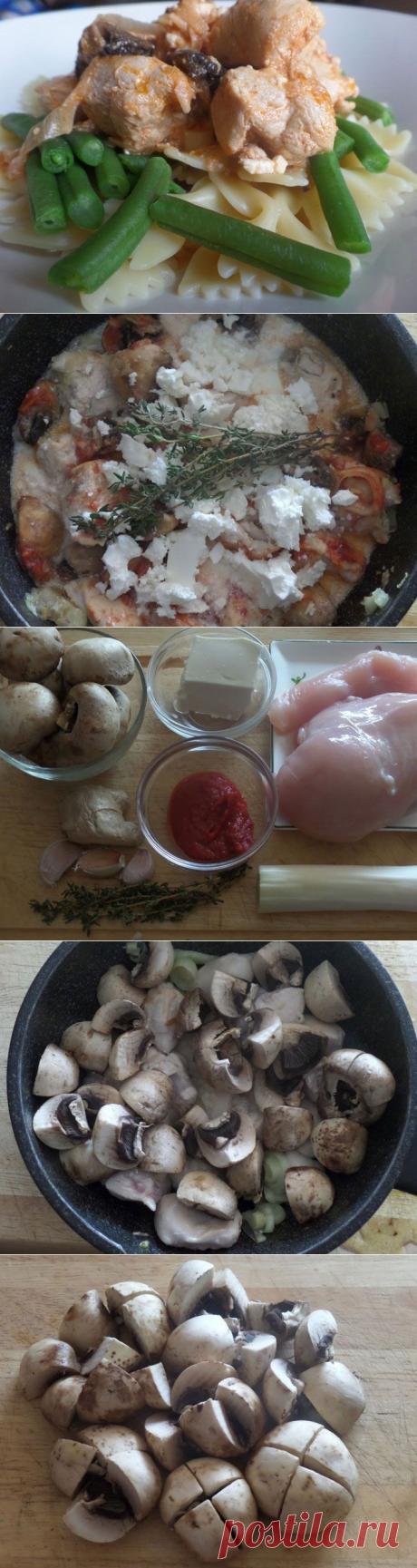 Рецепт на выходные: Куриная грудка с шампиньонами в пряном томатном соусе с брынзой.