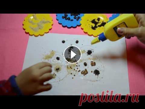Детские поделки из крупы. Делаем бабочку Бабочка из клея и разных круп...