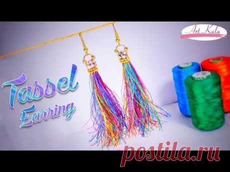 diy rainbow tassel earring | step by step | Artkala 172