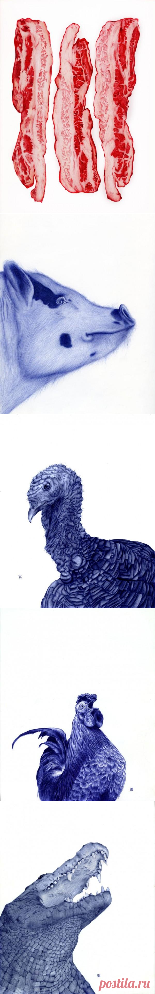 Рисунки шариковой ручкой Абадидабу Сары Эстее (Abadidabou Sarah Esteje)