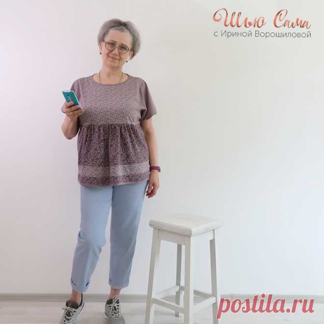 Этот лоскутный топ для лета подходит для полной фигуры и не потребует дополнительных затрат на ткани. В статье чертёж выкройки и описание шитья.