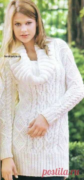 Удлиненный пуловер с миксом узоров спицами 

Удлиненный пуловер с миксом узоров (можно увеличить) выполнен спицами
Размер 40Вам потребуется:800 г пряжи (100 % акрил) средней толщины белого цвета.спицы № 4,5 и 5.


Резинка 2x2: вязать попере­ме…