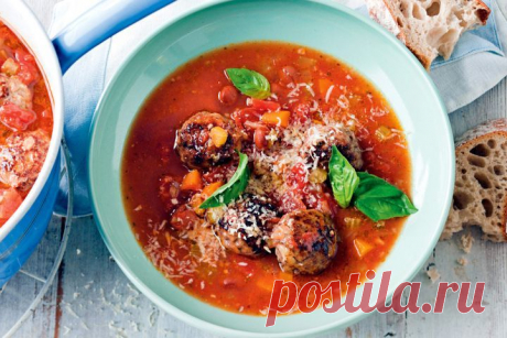 Tomato and bean soup with beef and parmesan meatballs