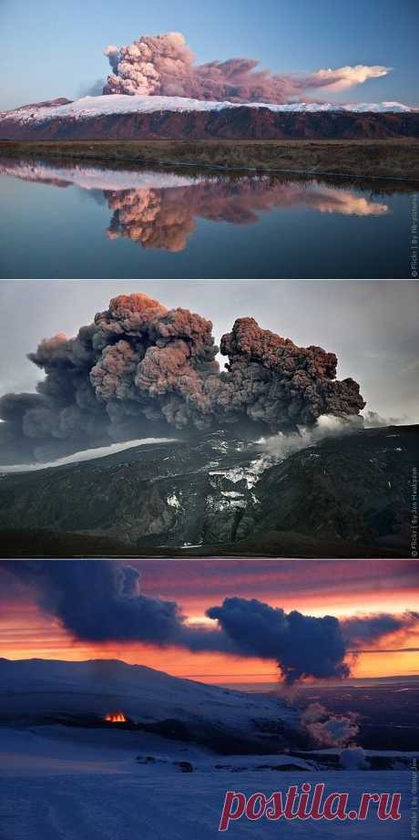 © Вулкан Эйяфьядлайёкюдль в Исландии, фото извержение вулкана