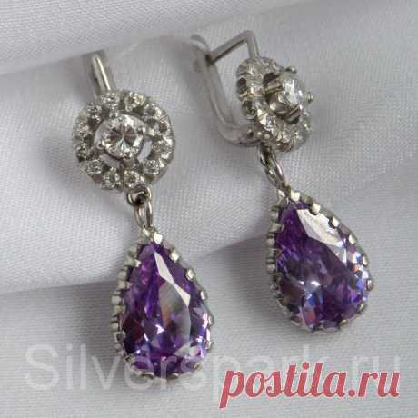 Серебряные серьги с фианитами